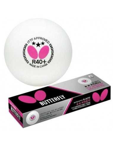Butterfly R40+ 3-stjerners bordtennisballer 12-pack